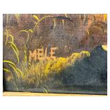 Framed Sunset Landscape Painting Signed by Mele 32x20 inches