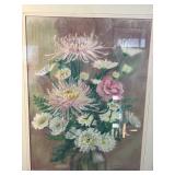 Framed Floral Pastel Artwork Signed by A.E. Barnes, 27x20 Inches