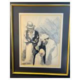 Framed Luther Jones Signed Artwork "Pecot" 30x25 inches