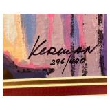Limited Edition Kerman Serigraph Cafe Scene Framed Artwork 21.5x21.5