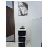 3 Fabric Drawer Storage Set with Wall Art and Faux Succulents