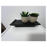 3 Fabric Drawer Storage Set with Wall Art and Faux Succulents