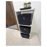 3 Fabric Drawer Storage Set with Wall Art and Faux Succulents