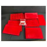 Set of Red Velvet Coin/Jewelry Display Trays and Inserts