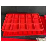 Set of Red Velvet Coin/Jewelry Display Trays and Inserts
