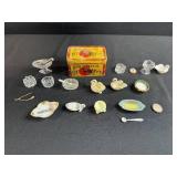Vintage Salt Cellar Collection with Dan Patch Tin and Miniature Sterling Spoons