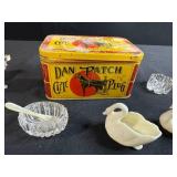 Vintage Salt Cellar Collection with Dan Patch Tin and Miniature Sterling Spoons
