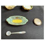 Vintage Salt Cellar Collection with Dan Patch Tin and Miniature Sterling Spoons