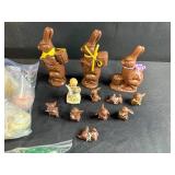 Easter Lot with Ceramic Bunnies, Figurines, and Decorative Eggs
