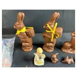 Easter Lot with Ceramic Bunnies, Figurines, and Decorative Eggs