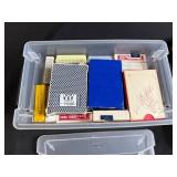 Collection of Vintage Playing Cards and Wooden Domino Set with Cases