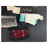 Assorted Vintage Gloves, Scarves, and Small Handbags Collection