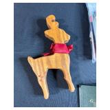 Holiday Collectibles Lot with Snowbabies Figurine, Wooden Reindeer, and Greeting Card Collection