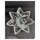 Holiday Serving Set with Decorative Plates and Jar of Red Striped Straws