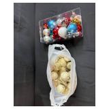 Collection of Christmas Tree Ornaments Assorted Colors and Decorative Ivory Set