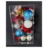 Collection of Christmas Tree Ornaments Assorted Colors and Decorative Ivory Set
