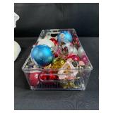Collection of Christmas Tree Ornaments Assorted Colors and Decorative Ivory Set