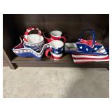 Patriotic Star-Shaped Ceramic Dishware Set with Mugs, Trays, and Bowls