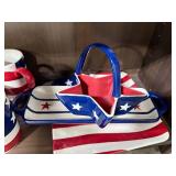 Patriotic Star-Shaped Ceramic Dishware Set with Mugs, Trays, and Bowls