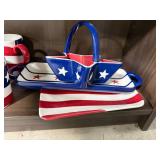 Patriotic Star-Shaped Ceramic Dishware Set with Mugs, Trays, and Bowls