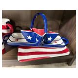 Patriotic Star-Shaped Ceramic Dishware Set with Mugs, Trays, and Bowls