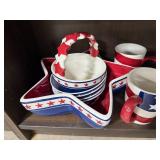 Patriotic Star-Shaped Ceramic Dishware Set with Mugs, Trays, and Bowls