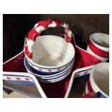 Patriotic Star-Shaped Ceramic Dishware Set with Mugs, Trays, and Bowls