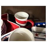 Patriotic Star-Shaped Ceramic Dishware Set with Mugs, Trays, and Bowls