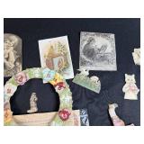 Collection of Antique and Vintage Paper Ephemera Die Cuts and Cards