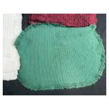 Holiday Decor and Linens Lot with Snowman Block Calendar, Santa Snow Globe, Tree Topper, and Doilies