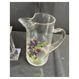 Limoges Bernardaud Votive Holder, Crystal Candlestick Holders, Hand-Painted Glass Pitcher