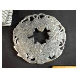 Assorted Kitchenware Lot with Keurig Metal Racks, Cutting Boards, and Decorative Tray