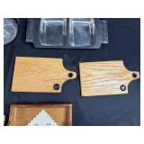 Assorted Kitchenware Lot with Keurig Metal Racks, Cutting Boards, and Decorative Tray
