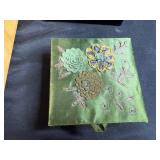 Wooden Drawer Organizer with Dividers, 2 Decorative Trinket Boxes, and Rubber Stamp