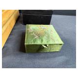 Wooden Drawer Organizer with Dividers, 2 Decorative Trinket Boxes, and Rubber Stamp