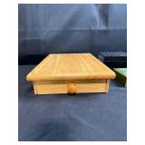 Wooden Drawer Organizer with Dividers, 2 Decorative Trinket Boxes, and Rubber Stamp