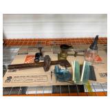 Collection of Vintage Hand Tools, Oil Can, and Drafting Guides