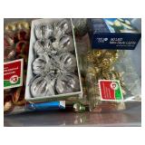Holiday Decor Collection with LED Lights, Ornaments, and Bows in Storage Bin