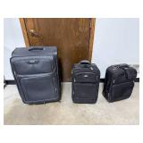 Set of 3 Black Luggage Suitcases Ricardo and American Tourister