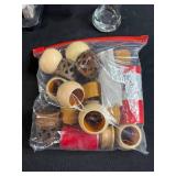 Planet Hollywood Glasses, Marble Cactus Bookends, and Mixed Napkin Ring Lot