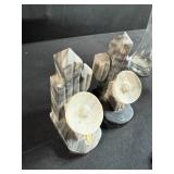 Planet Hollywood Glasses, Marble Cactus Bookends, and Mixed Napkin Ring Lot