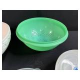 Kitchenware Collection with Ceramic Bowl, Plastic Colander, Hand Mixer, and Measuring Cups