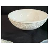 Kitchenware Collection with Ceramic Bowl, Plastic Colander, Hand Mixer, and Measuring Cups