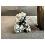 Abstract Black Ceramic Vase with 2 Metal Stone Sculptures