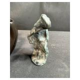 Abstract Black Ceramic Vase with 2 Metal Stone Sculptures