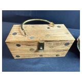 Holiday Decor and Dept 56 Collectibles Lot: Wooden Box, Sleepy Hollow Church Figurine, Christmas Display Book