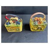 Pair of Handmade Decorative Floral Purses/Trinket Boxes with Handles