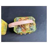 Pair of Handmade Decorative Floral Purses/Trinket Boxes with Handles