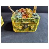Pair of Handmade Decorative Floral Purses/Trinket Boxes with Handles