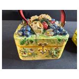 Pair of Handmade Decorative Floral Purses/Trinket Boxes with Handles
